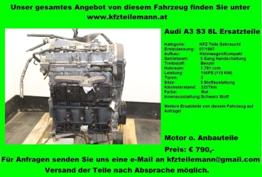 Motor ohne Anbauteile  Audi A3 8L S3